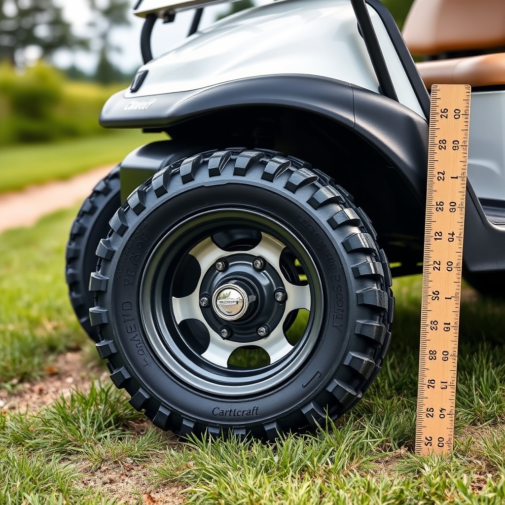 A clean photorealistic photo of a CartCraft golf cart on a grassy path
