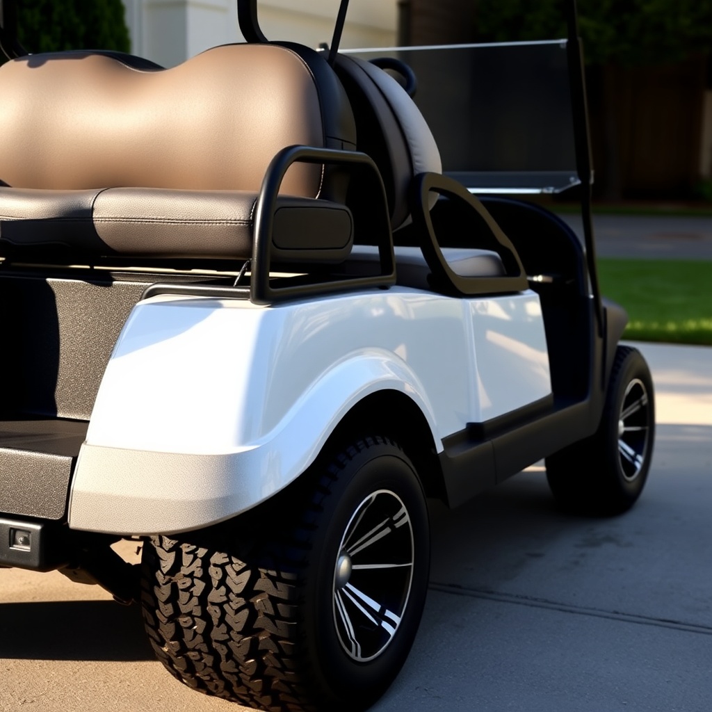 A clean side profile shot of a Club Car Onward 4 Passenger parked on a smooth concrete dri