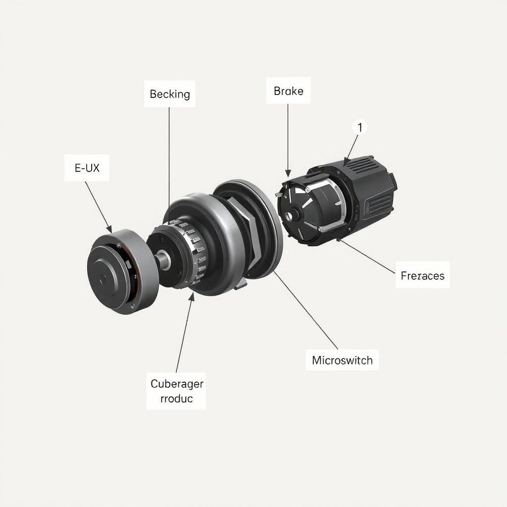 A clean photorealistic illustration showing an EZGO RXV Elite's park brake assembly with t