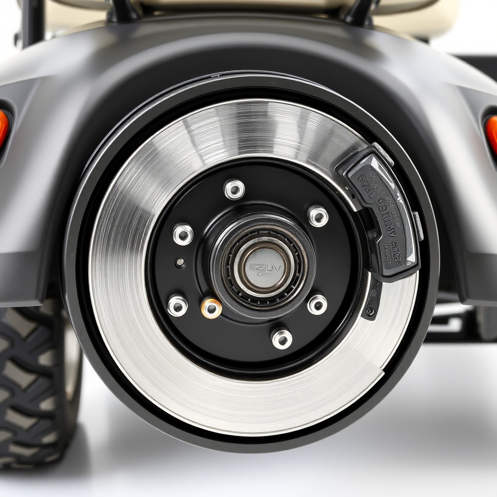 Photo-realistic image of the rear brake drum assembly on an EZGO RXV Elite