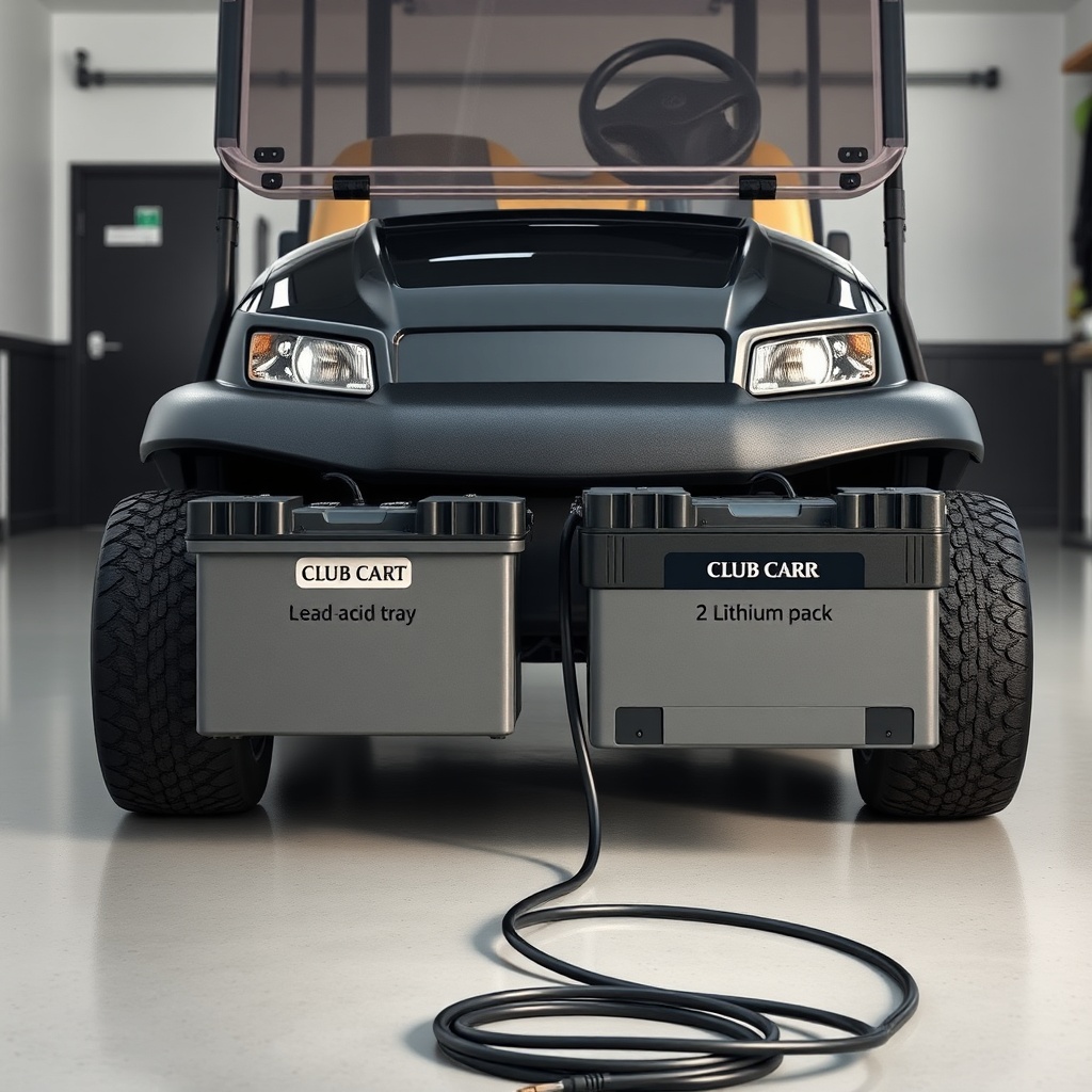 A clean photorealistic photo showing the front three-quarter view of a Club Car Onward 4 P
