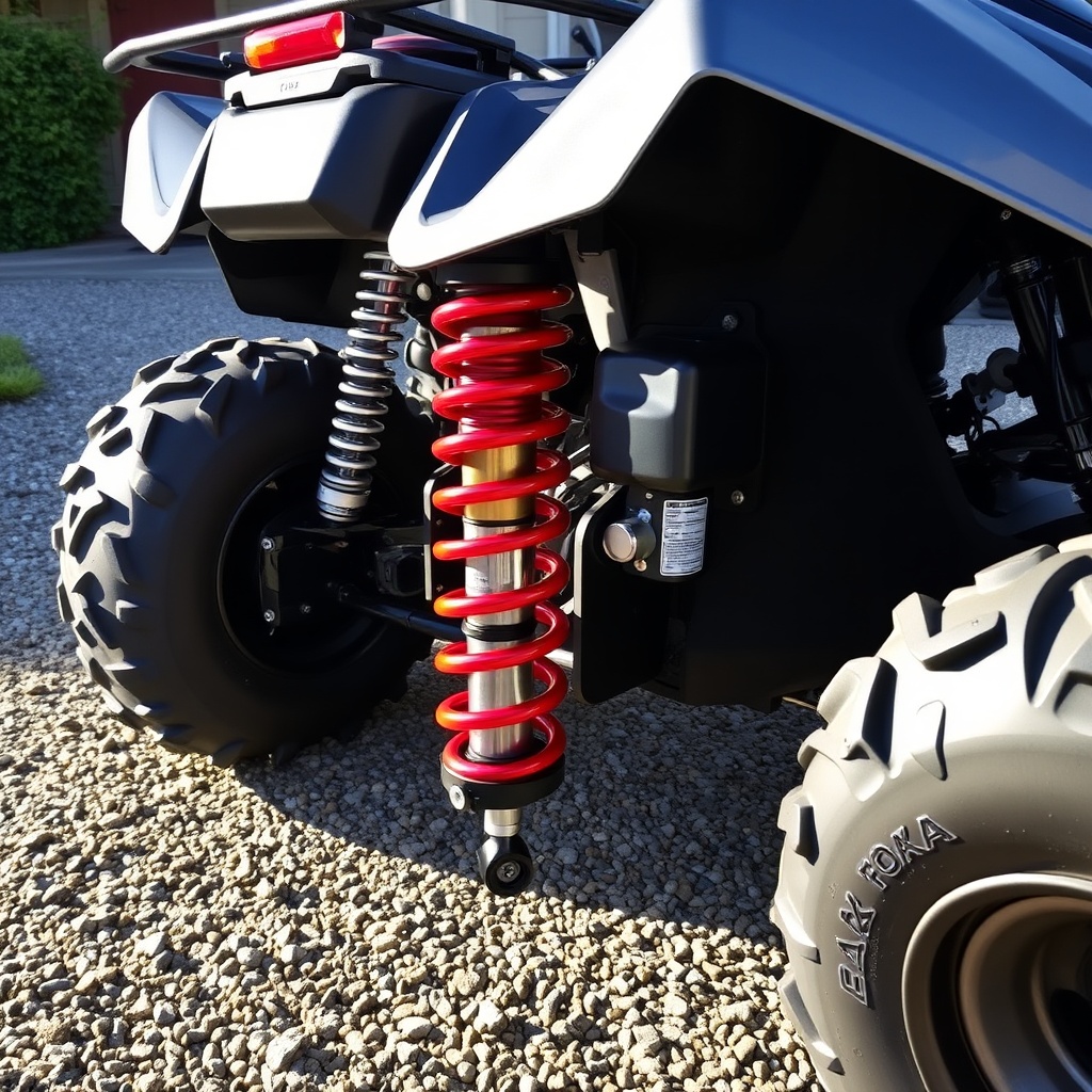 A clean side-profile photo of a Yamaha Drive2 PTV with aftermarket Fox 2