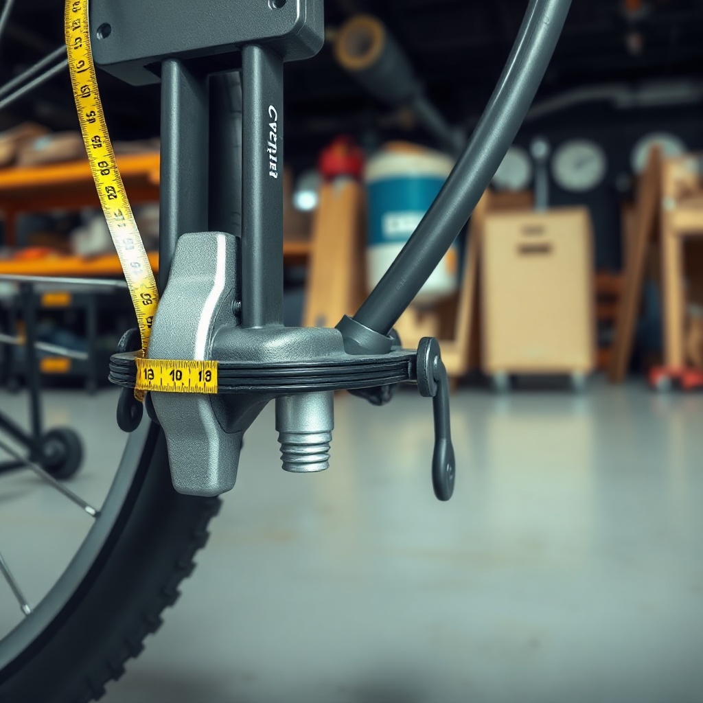 Close-up side view of a CartCraft brake pedal mechanism with measuring tape showing free-p