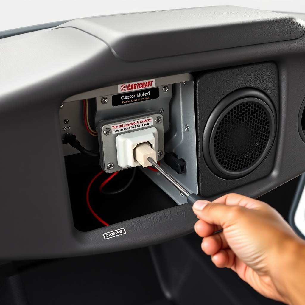 A clean photorealistic photo showing a CartCraft golf cart dashboard with the factory pane