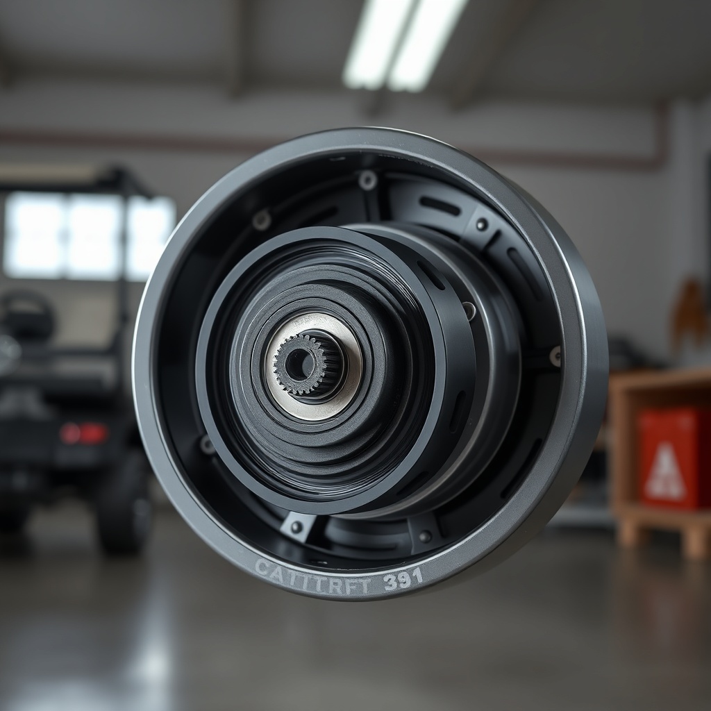 Clean photorealistic photo of a CartCraft golf cart torque converter with the CVT cover re