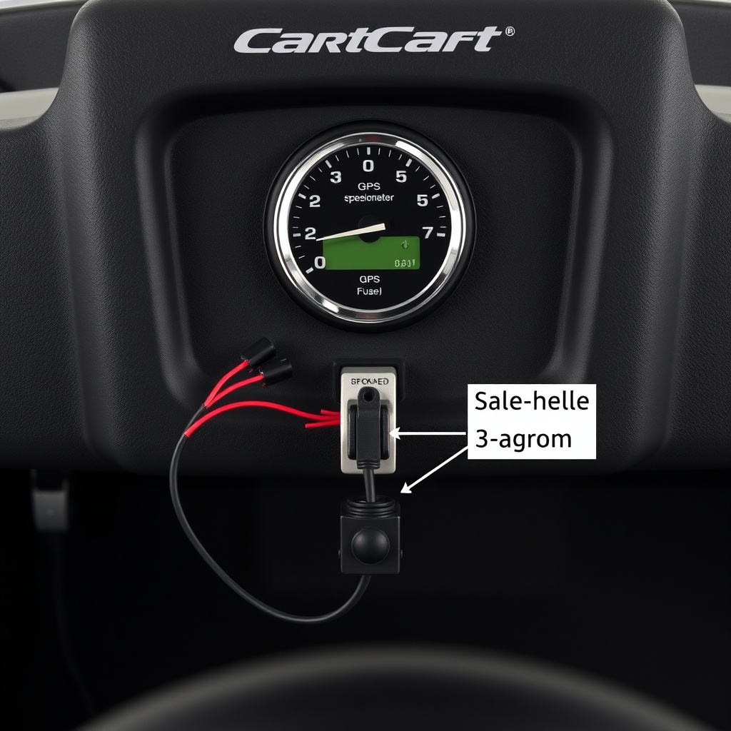 <clean photorealistic photo/illustration showing the back of a CartCraft golf cart dashboa